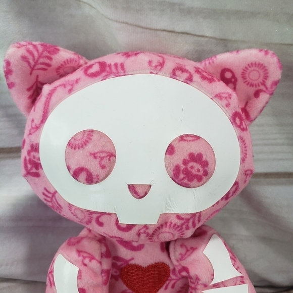 Rare Skelanimals Plush Kit Kat Floral Pattern Stuffed Doll 7 Pink White 7 Inch - Picture 2 of 13